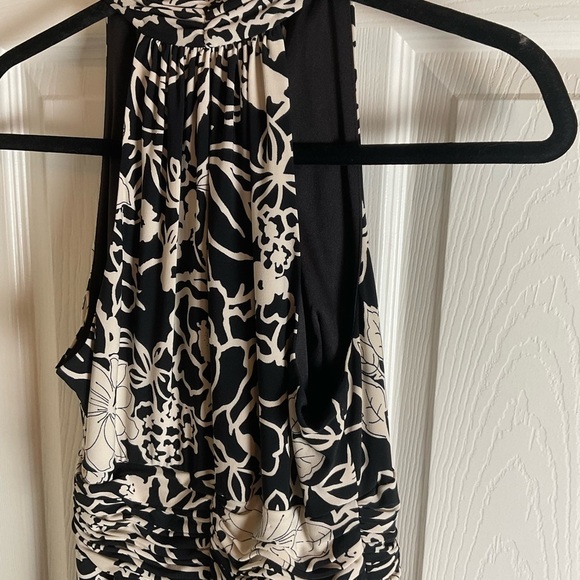 Evan-Picone Dress Black & Cream Floral Fit & Flare Halter Style Size 8P - Picture 6 of 11